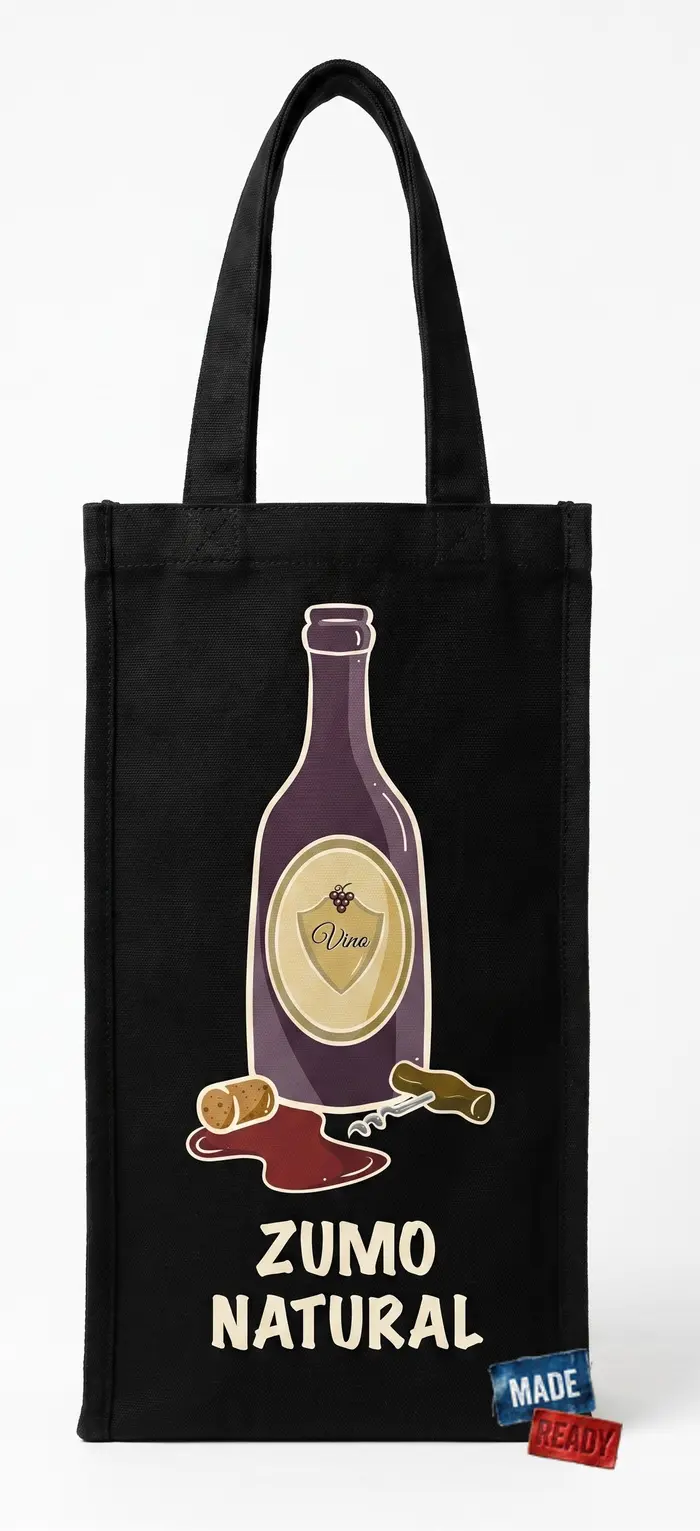 Tote bag intervenido MadeReady, pieza única "Botella Zumo"